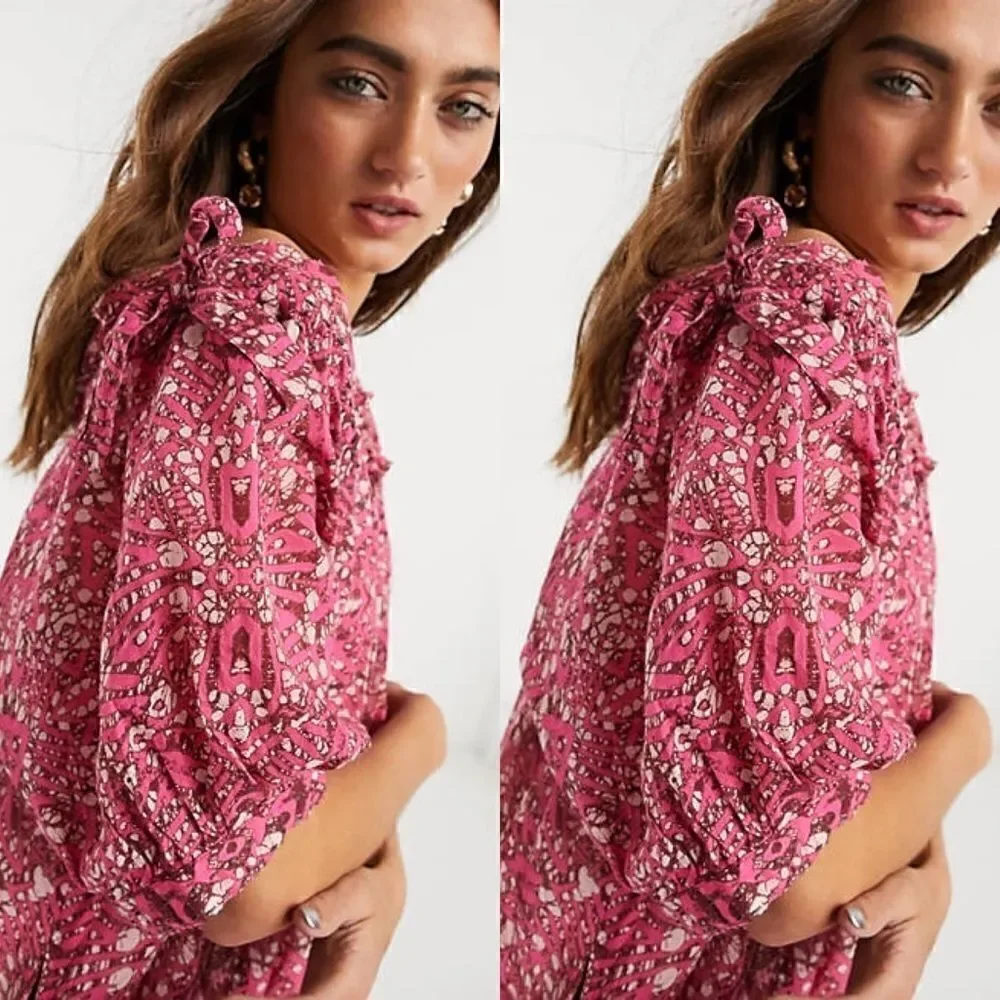 Free People jet set floral bardot mini dress